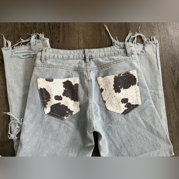 Adika Cheyenne Light Wash Cow Print Pocket Jens - Picture 1 of 7